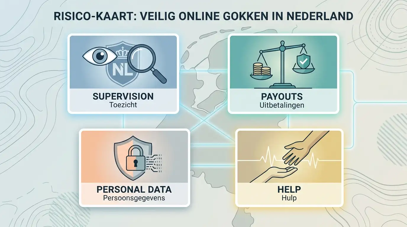 Visuele kaart met risico’s rond toezicht, geld, gegevens en hulp